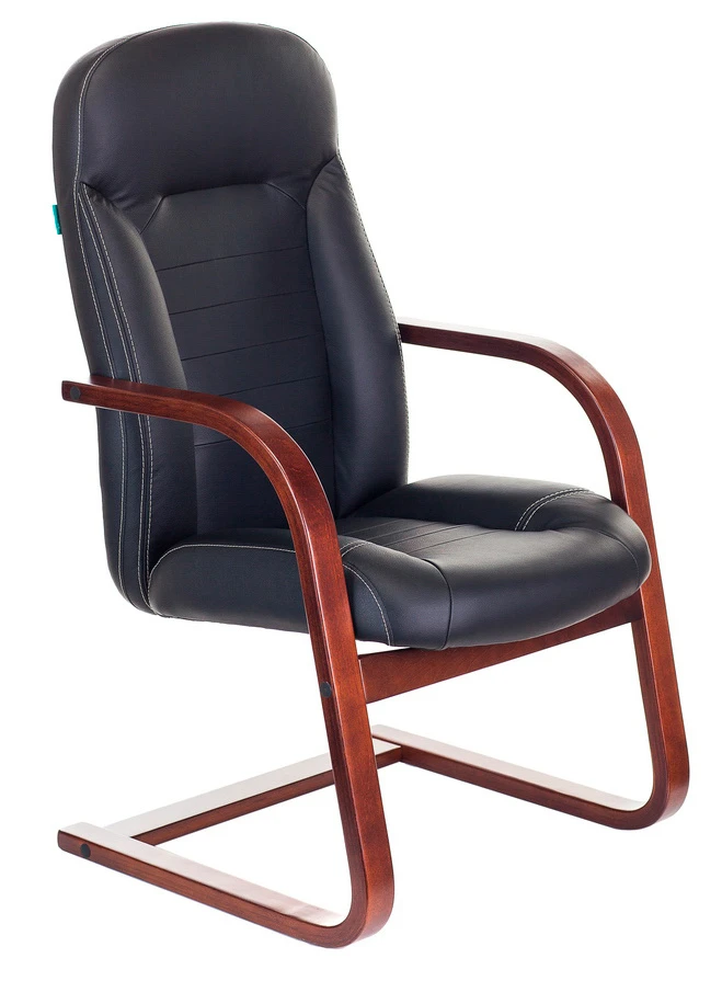 картинка Кресло Бюрократ T-9923WALNUT-AV черный кожа полозья дерево коричневый от магазина Montegros