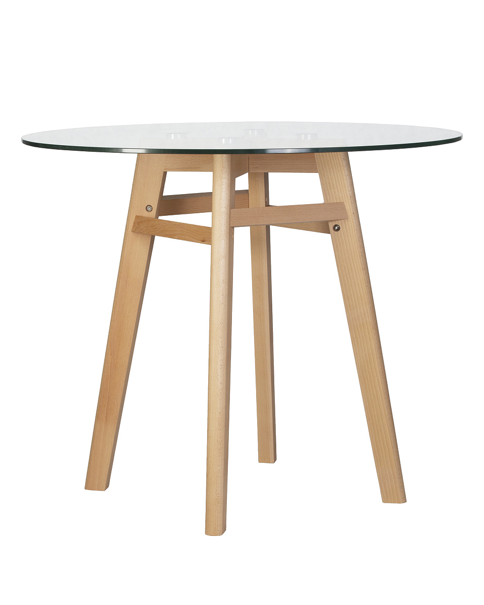 картинка Стол обеденный DOBRIN HENRY`90 GLASS, столешница стекло, деревянное основание от магазина Montegros