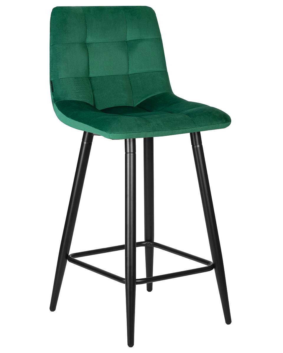 картинка Стул полубарный DOBRIN OLIVIA, черные матовые ножки, зелёный велюр (108-64) от магазина Montegros