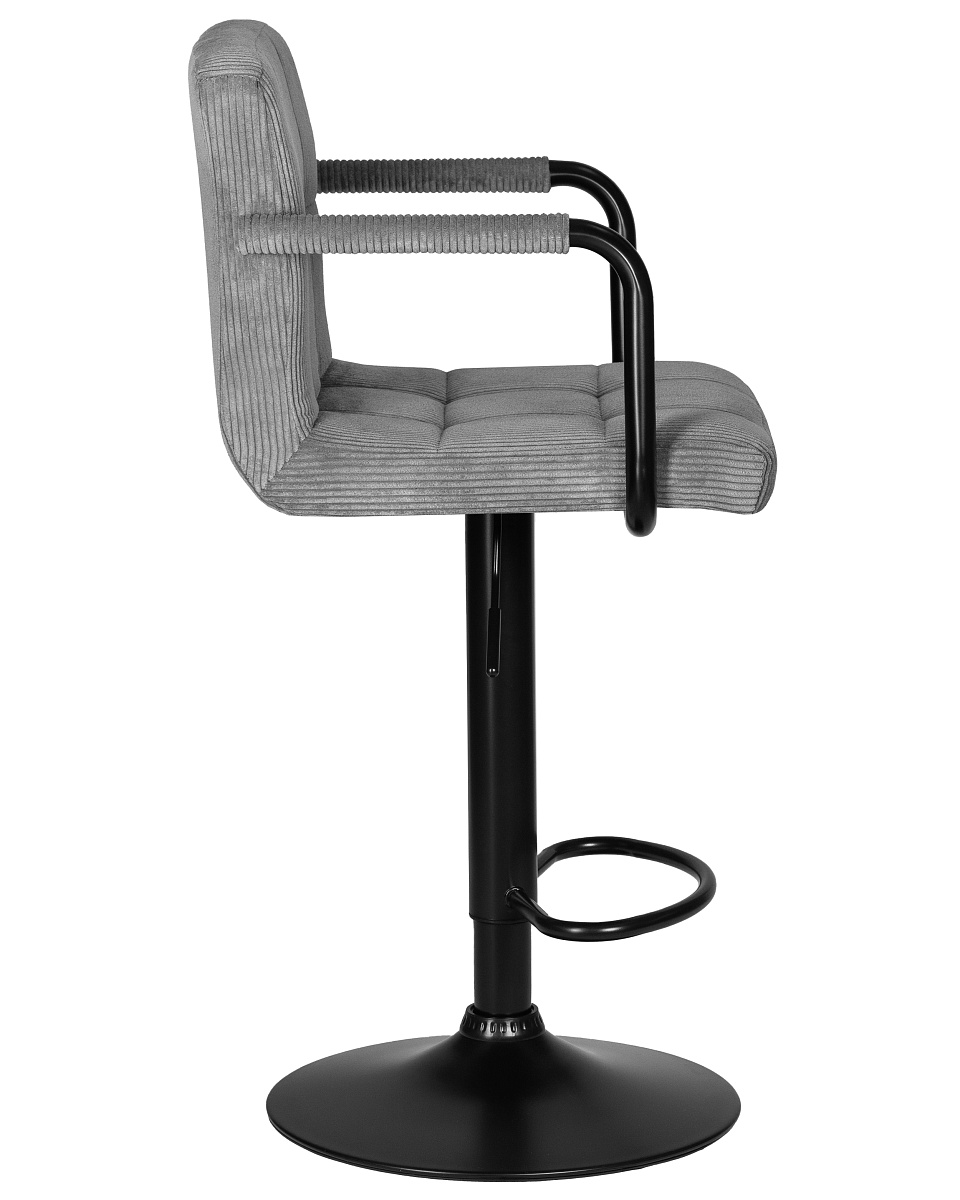 картинка Стул барный DOBRIN KRUGER ARM BLACK, серый вельвет (LAR-E2041-25) от магазина Montegros