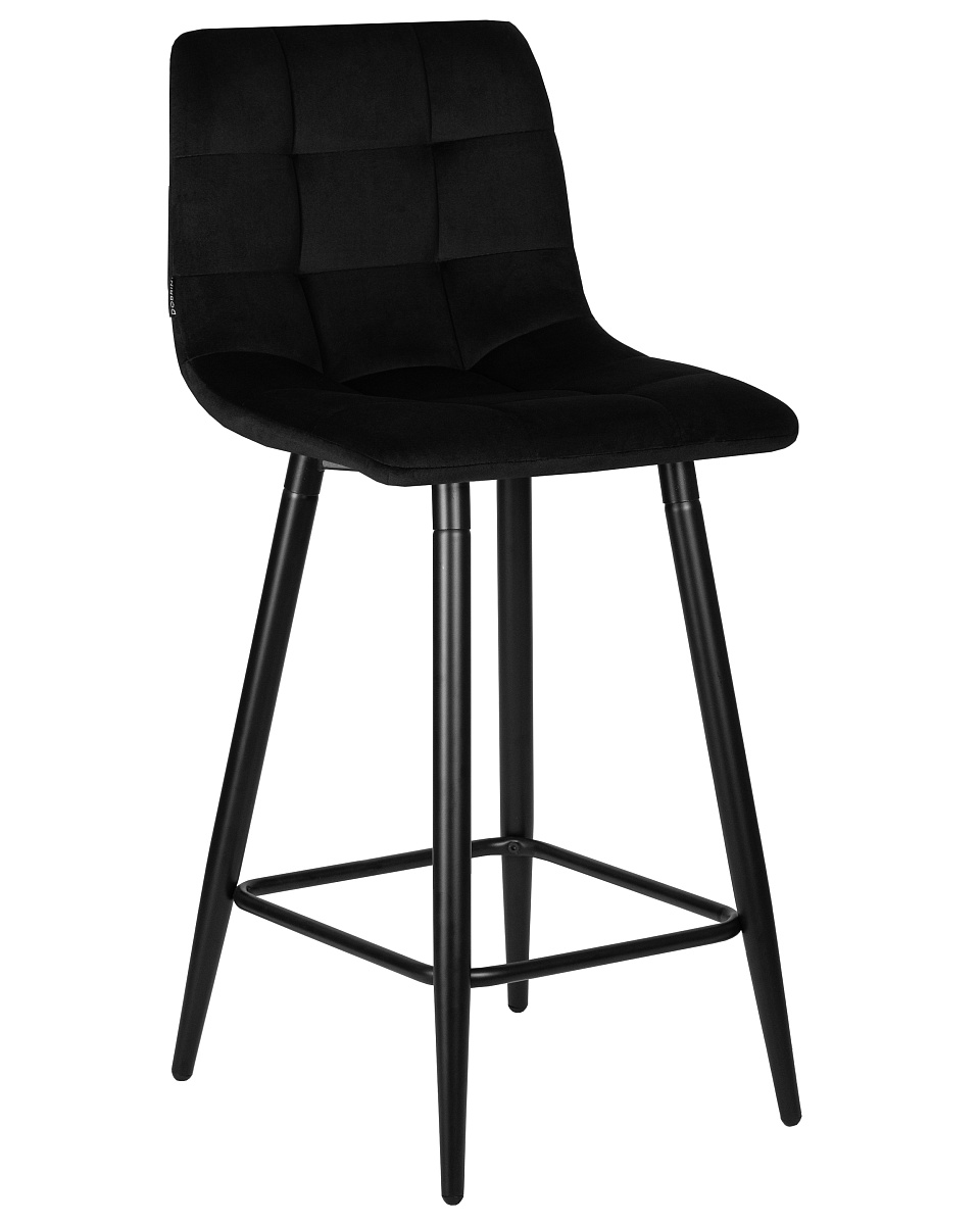 картинка Стул полубарный DOBRIN OLIVIA, черные матовые ножки, черный велюр (108-77) от магазина Montegros
